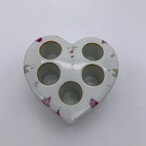 Original Dee Bee Vintage Floral Heart Shape Porcelain Lipstick Holder